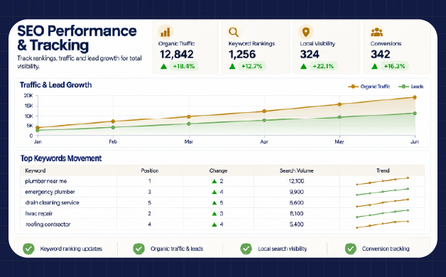 SEO performance and keyword ranking report